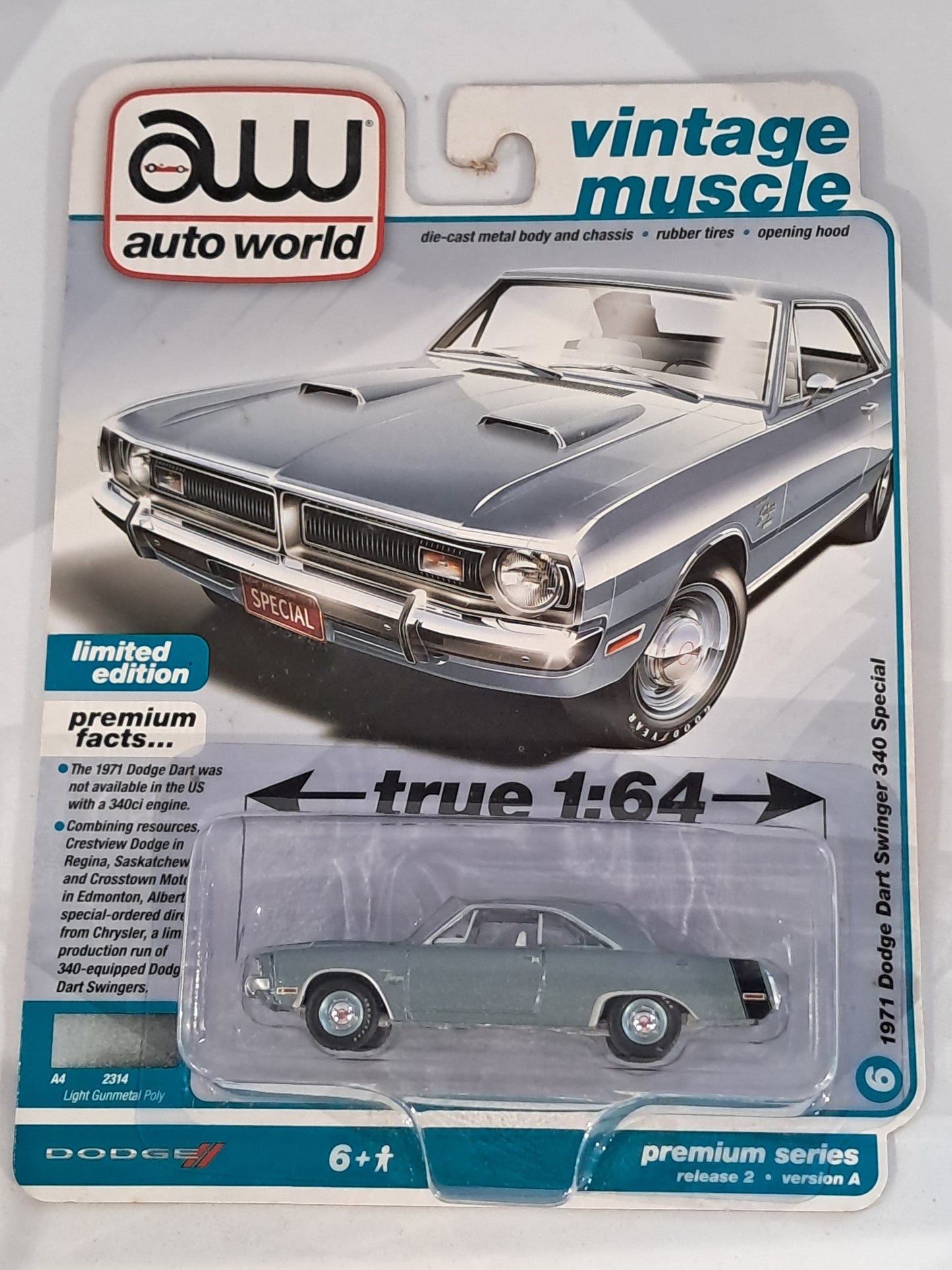 Light Gunmetal Poly 1971 Dodge Dart Swinger 340 Special