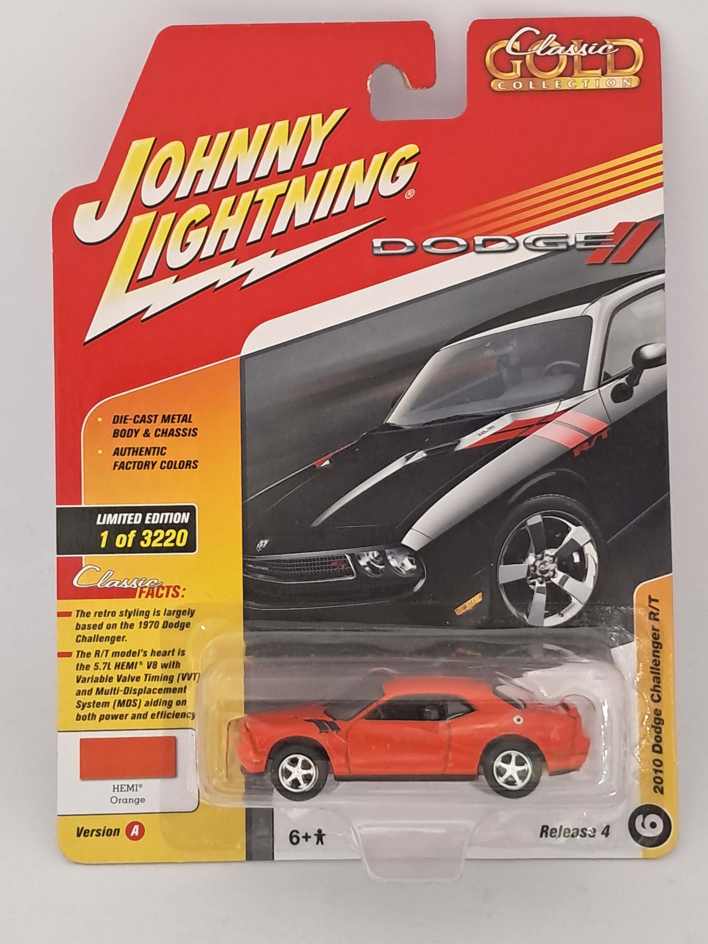 HEMI Orange 2010 Dodge Challenger R/T - Classic Gold - Johnny Lightning