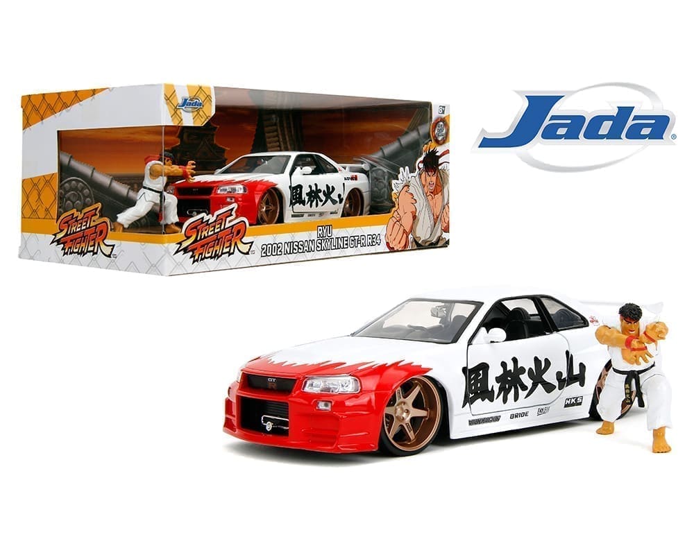 Street Fighter Nissan 2002 Gt-R R34 W/ Ryu Figure – Hollywood Rides - Jada - 1:24