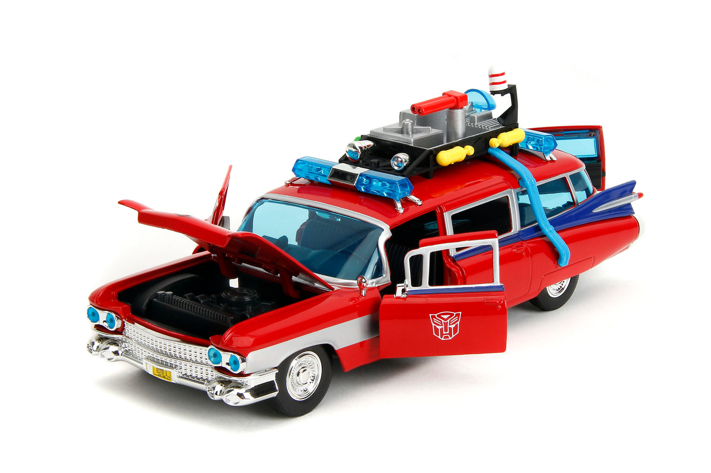Red Ghostbusters Transformers ECTO-1 Optimus Prime Graphics - Hollywood Rides - Jada - 1:24