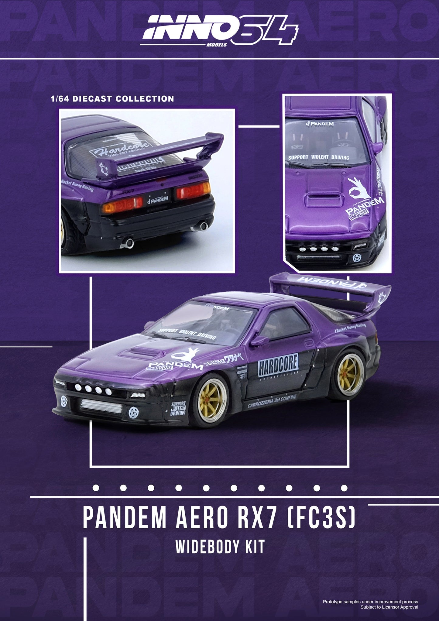 IN64-RX7FCP-PB – MAZDA RX7 (FC3S) “PANDEM ROCKET BUNNY” Purple