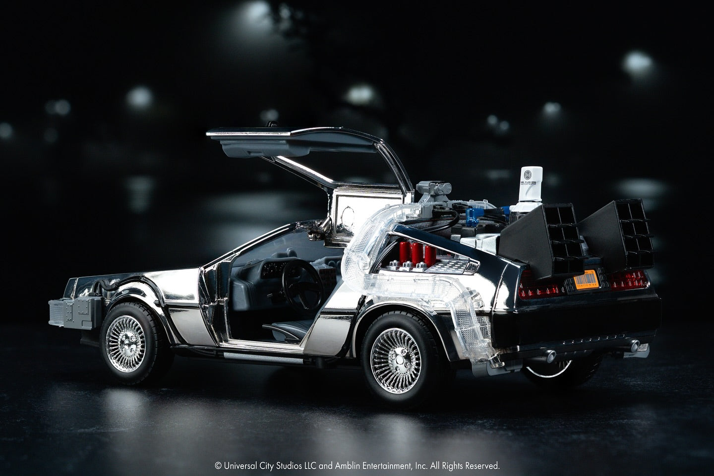 DeLorean Back to the Future BTTF 40th Anniversary Limited Edition (1985 pcs) Chrome Time Machine - Jada 1:24