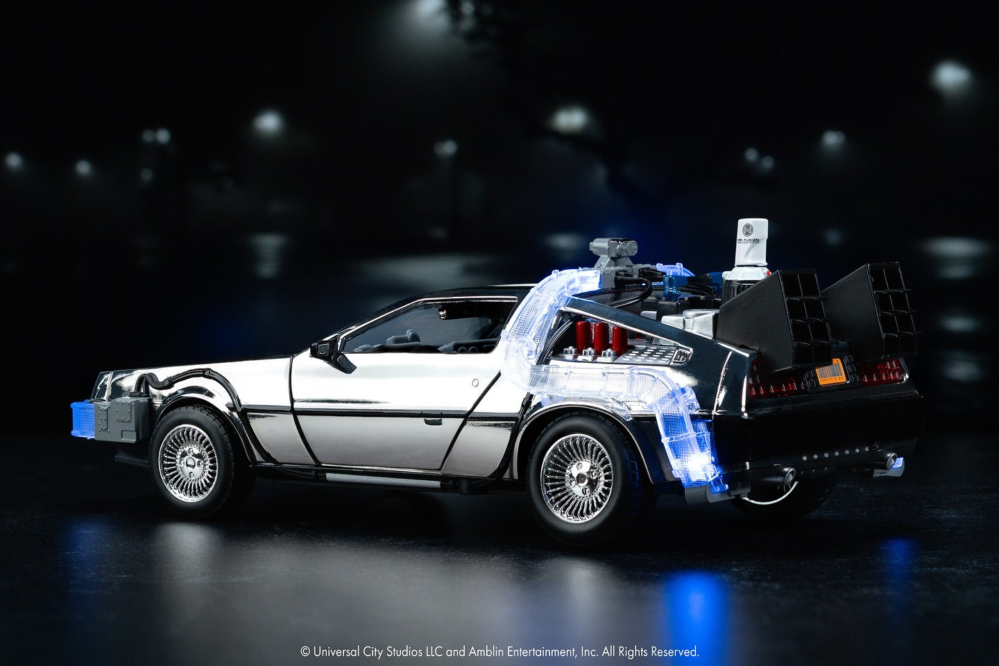 DeLorean Back to the Future BTTF 40th Anniversary Limited Edition (1985 pcs) Chrome Time Machine - Jada 1:24