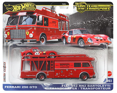 Hot Wheels Team Transport TT#83 Ferrari 250 GTO FIAT RN2 Bartoletti Transporter