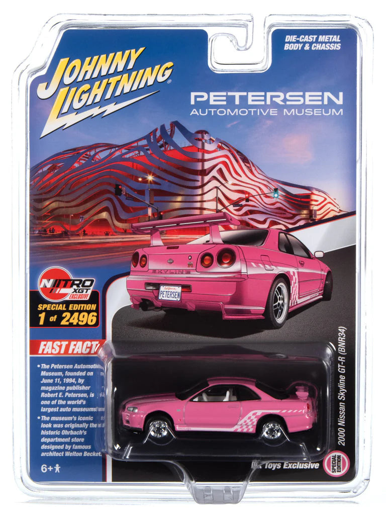 Pink PRM OK Toys Excl 2000 Nissan Skyline GTR R34 Petersen Exclusive