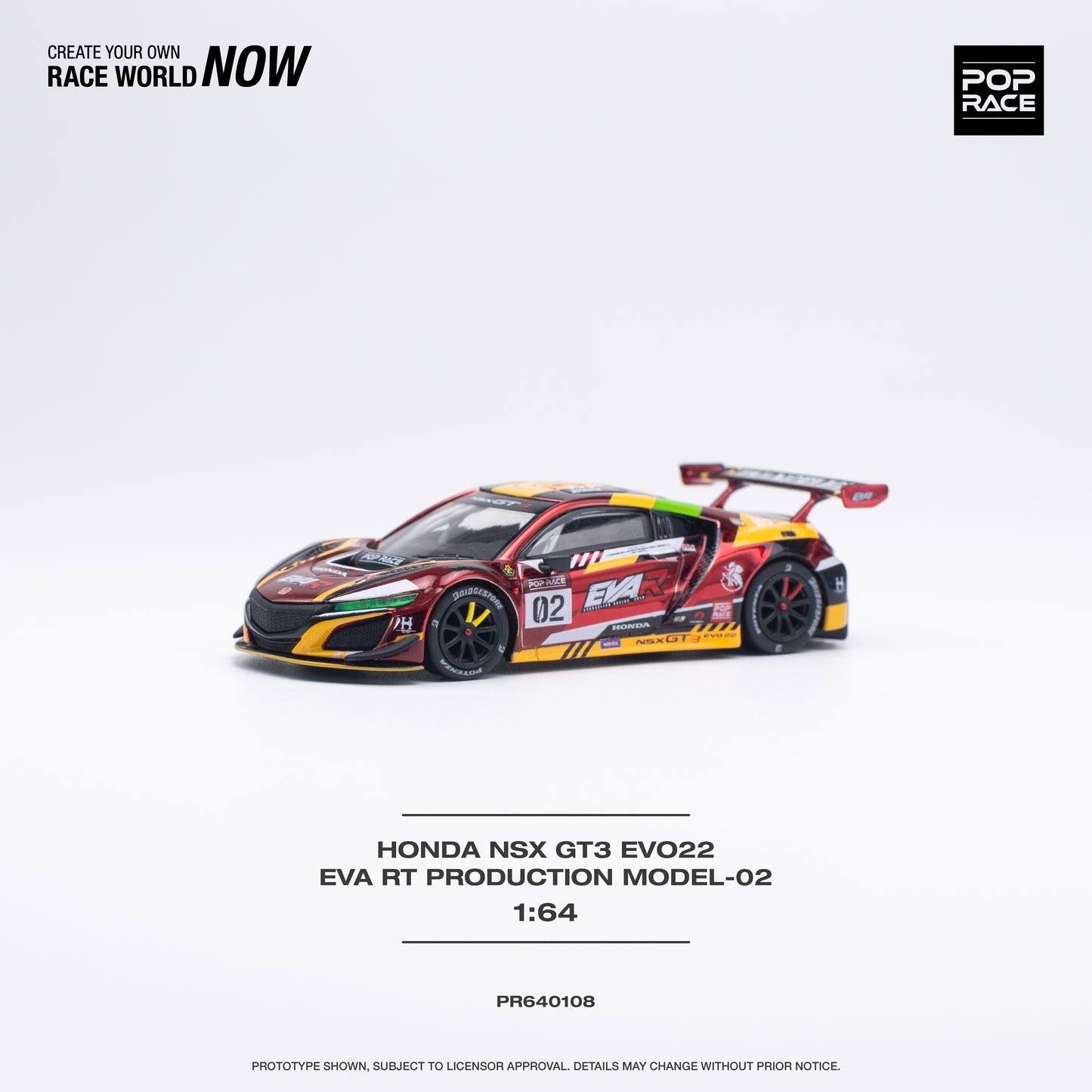 (Display pc) PR640108 Honda EVA-02 NSX GT3 - Pop Race 1:64