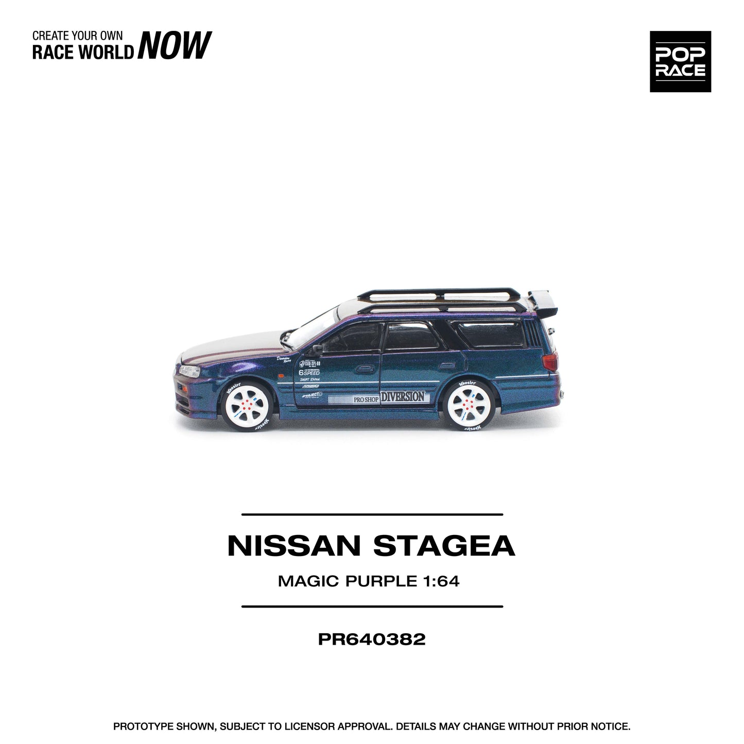 PR640382 NISSAN STAGEA MAGIC PURPLE - Pop Race 1:64