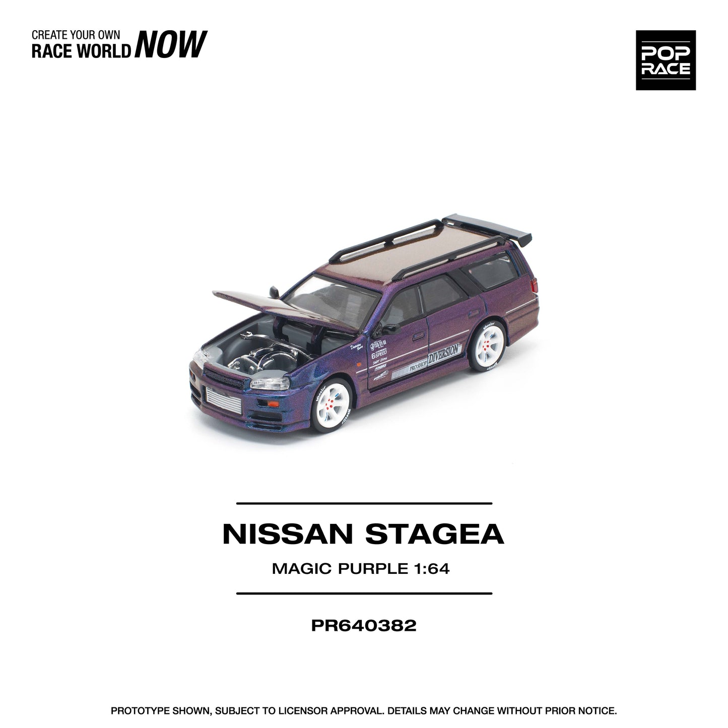 PR640382 NISSAN STAGEA MAGIC PURPLE - Pop Race 1:64