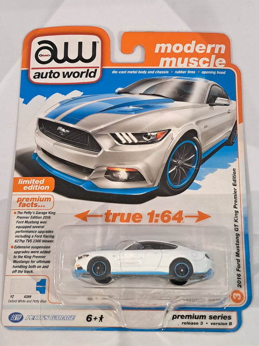 Oxford White and Petty Blue 2016 Ford Mustang GT King Premier Edition