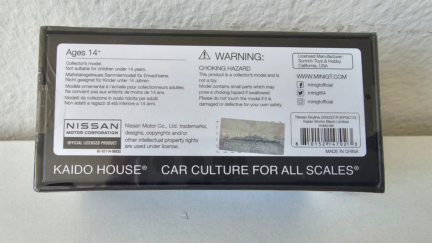 KHMG166 338/350 Nissan Skyline 2000GT-R (KPGC10) Kaido Works Black Limited with License Plate pin and Coval Case