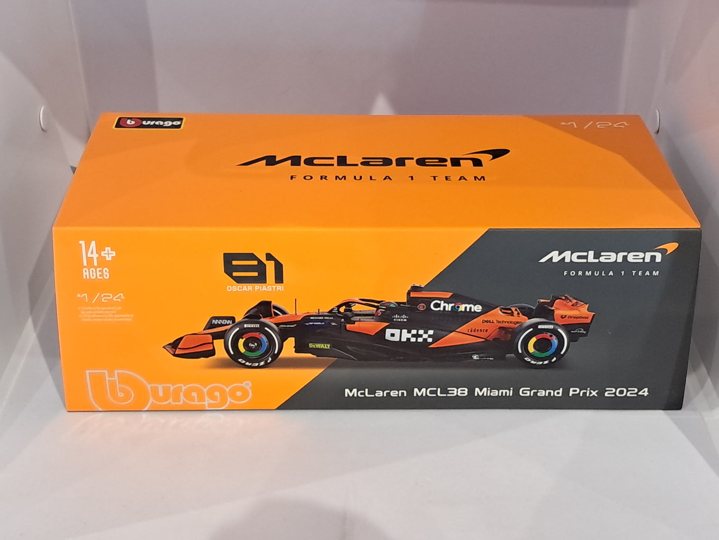 Race F1 McLaren MCL38 #81 O. Piastri 2024 w/ Case - Burago 1:24