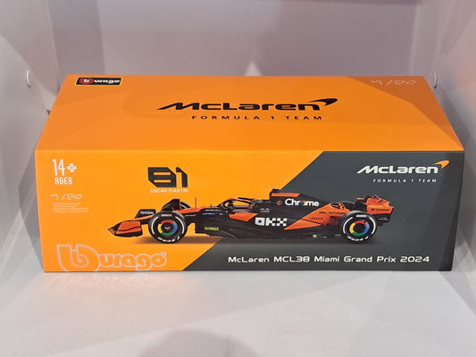Race F1 McLaren MCL38 #81 O. Piastri 2024 w/ Case - Burago 1:24