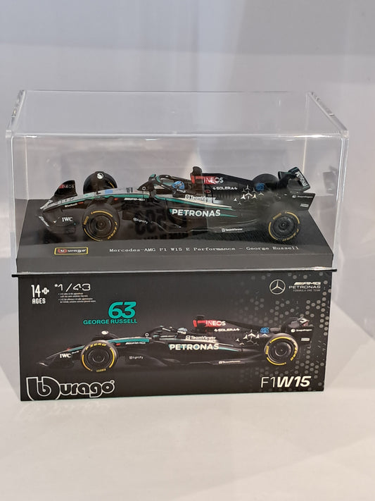F1 Mercedes AMG W15 #63 G. Russell (2024) w Driver - Burago 1:43