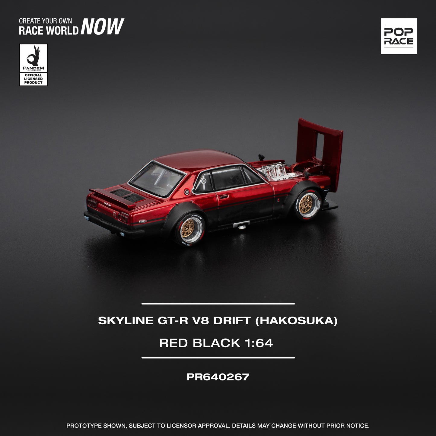 PR640267 SKYLINE GT-R V8 DRIFT (HAKOSUKA) – RED BLACK