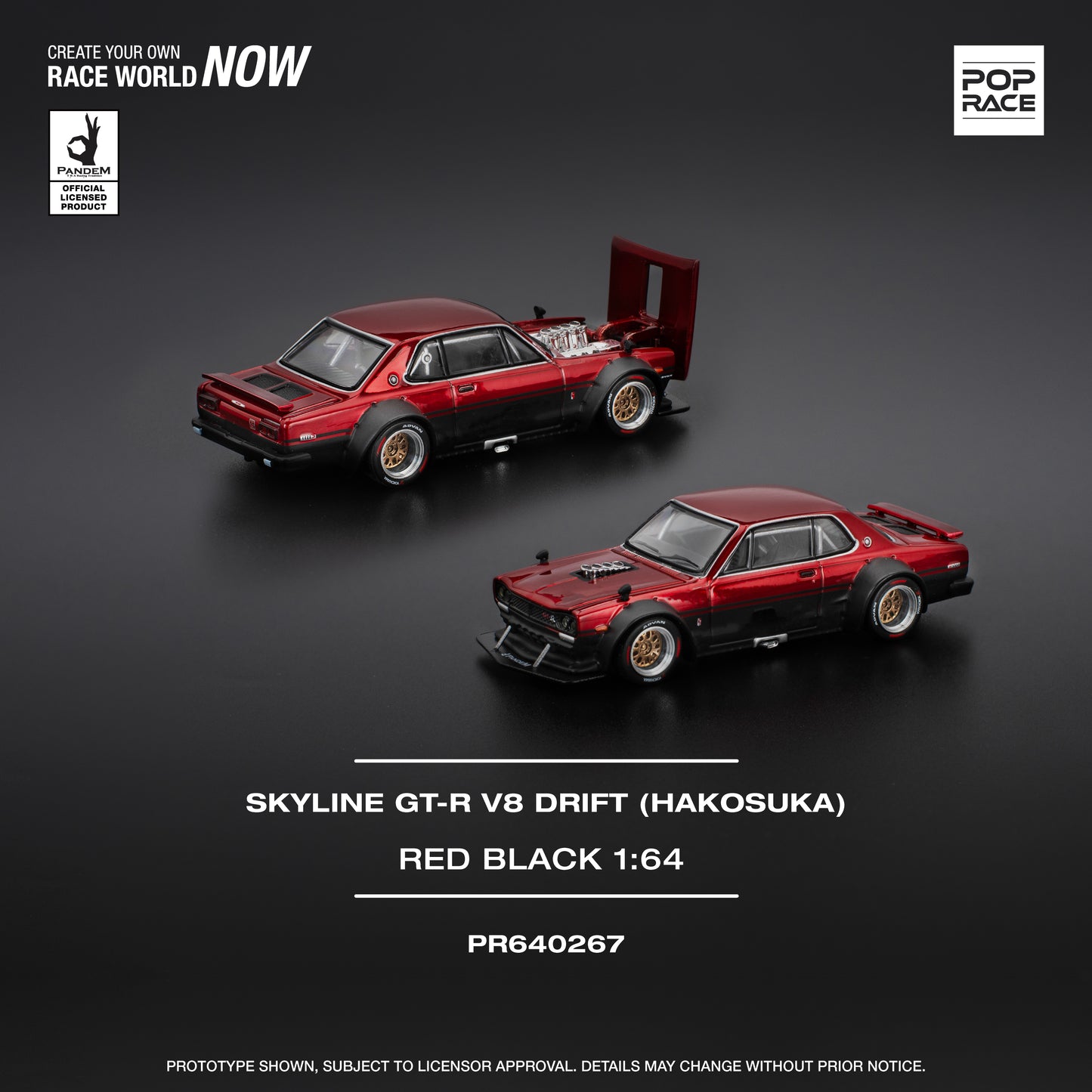 PR640267 SKYLINE GT-R V8 DRIFT (HAKOSUKA) – RED BLACK