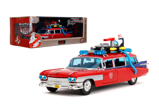 Red Ghostbusters Transformers ECTO-1 Optimus Prime Graphics - Hollywood Rides - Jada - 1:24