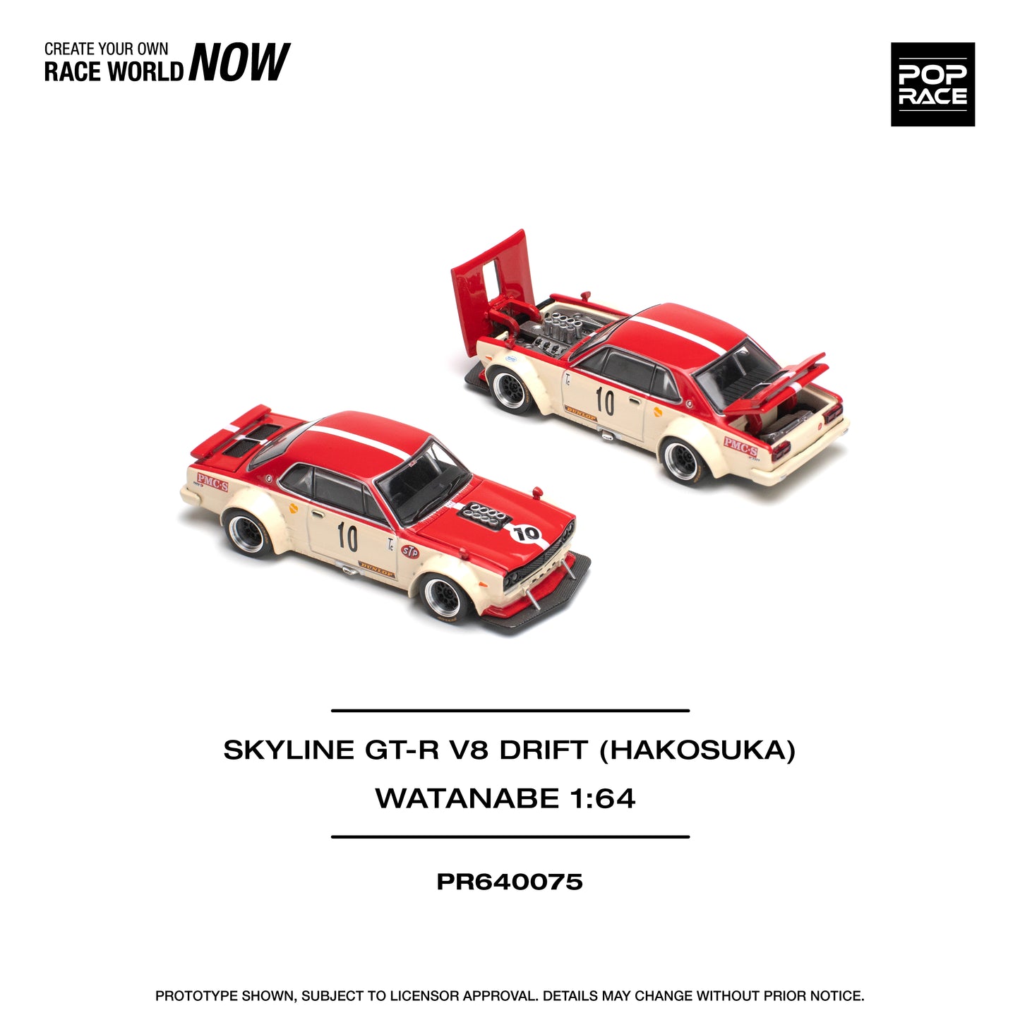PR640075 SKYLINE GT-R V8 DRIFT (HAKOSUKA) WATANABE - Red and White