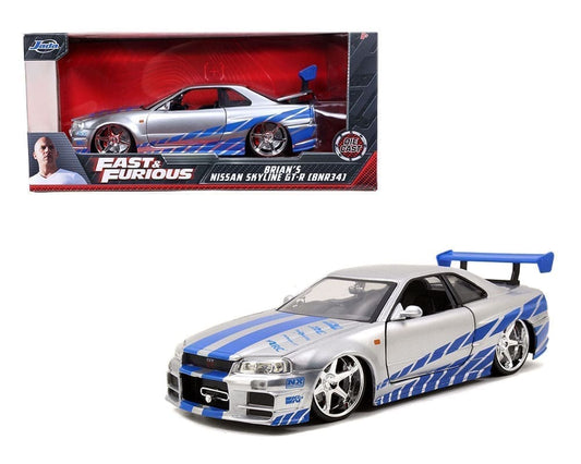 Brian's Grey 2002 Nissan Skyline GTR R34 - Fast & Furious - Jada 1:24