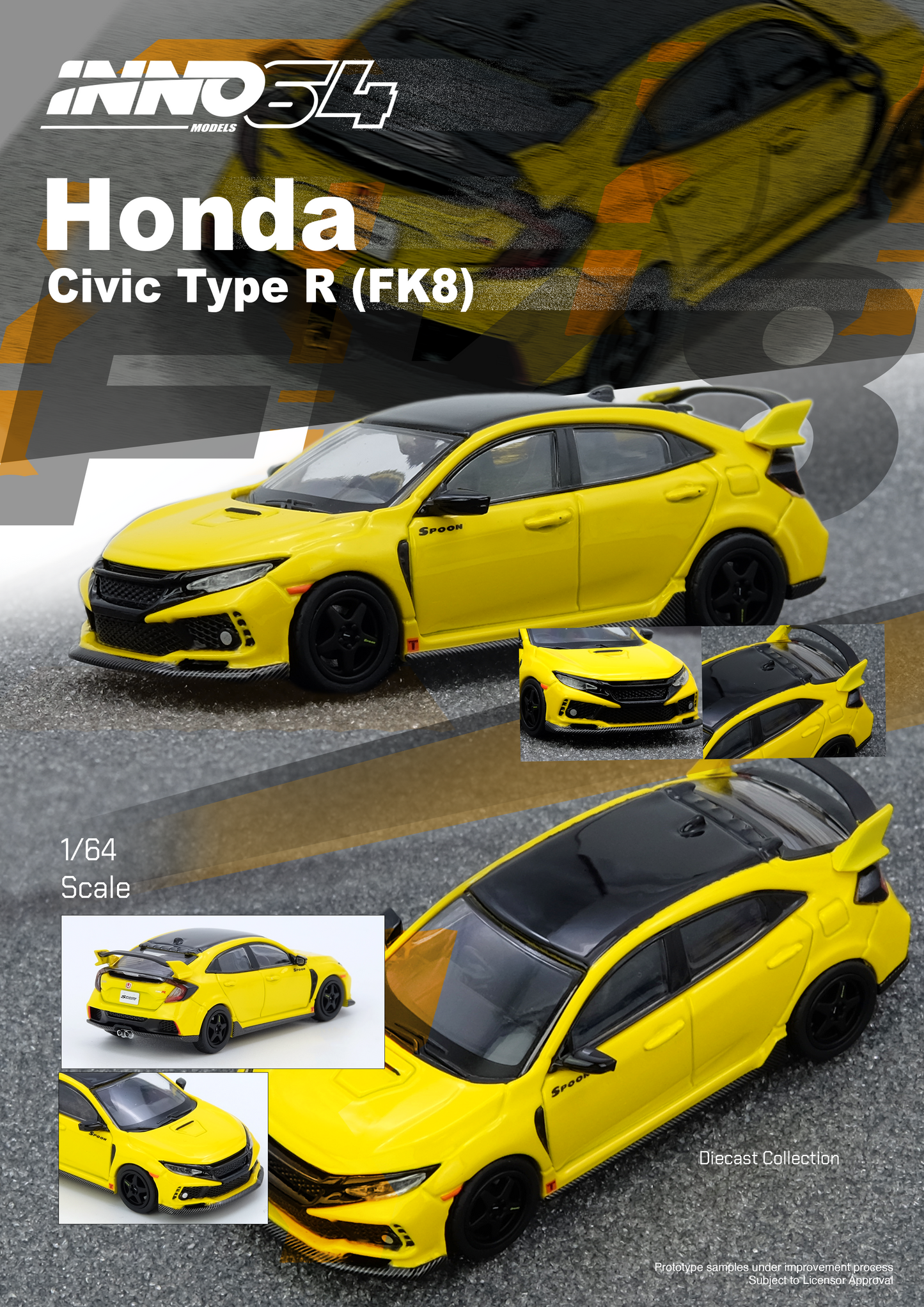 IN64-FK8-YL HONDA CIVIC TYPE-R (FK8) Yellow