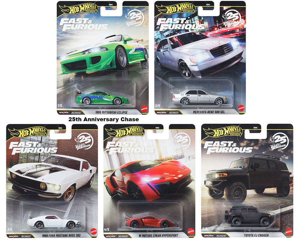 Fast & Furious 25th Anniversary Set of 5 cars - Hot Wheels HNW46-956N