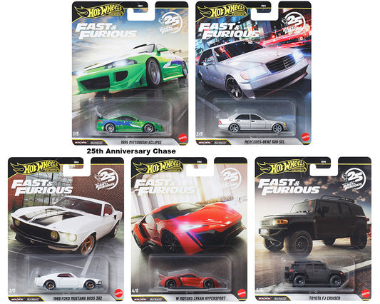 Fast & Furious 25th Anniversary Set of 5 cars - Hot Wheels HNW46-956N