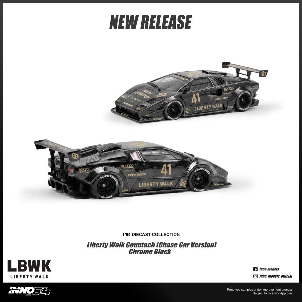 IN64-LBCOUNTACH-01 LIBERTY WALK COUNTACH With Chase Car