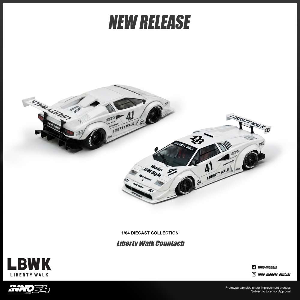 IN64-LBCOUNTACH-01 LIBERTY WALK COUNTACH With Chase Car