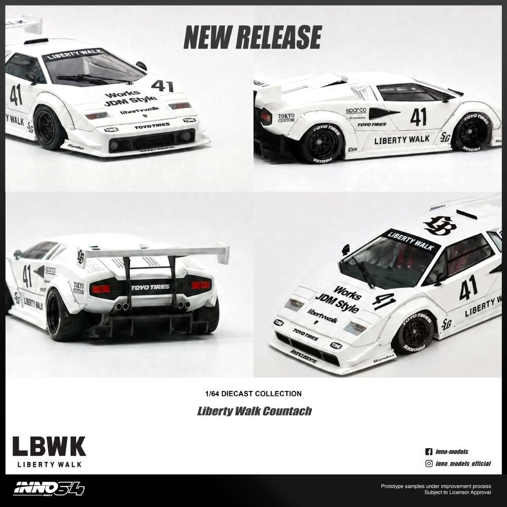 IN64-LBCOUNTACH-01 LIBERTY WALK COUNTACH With Chase Car