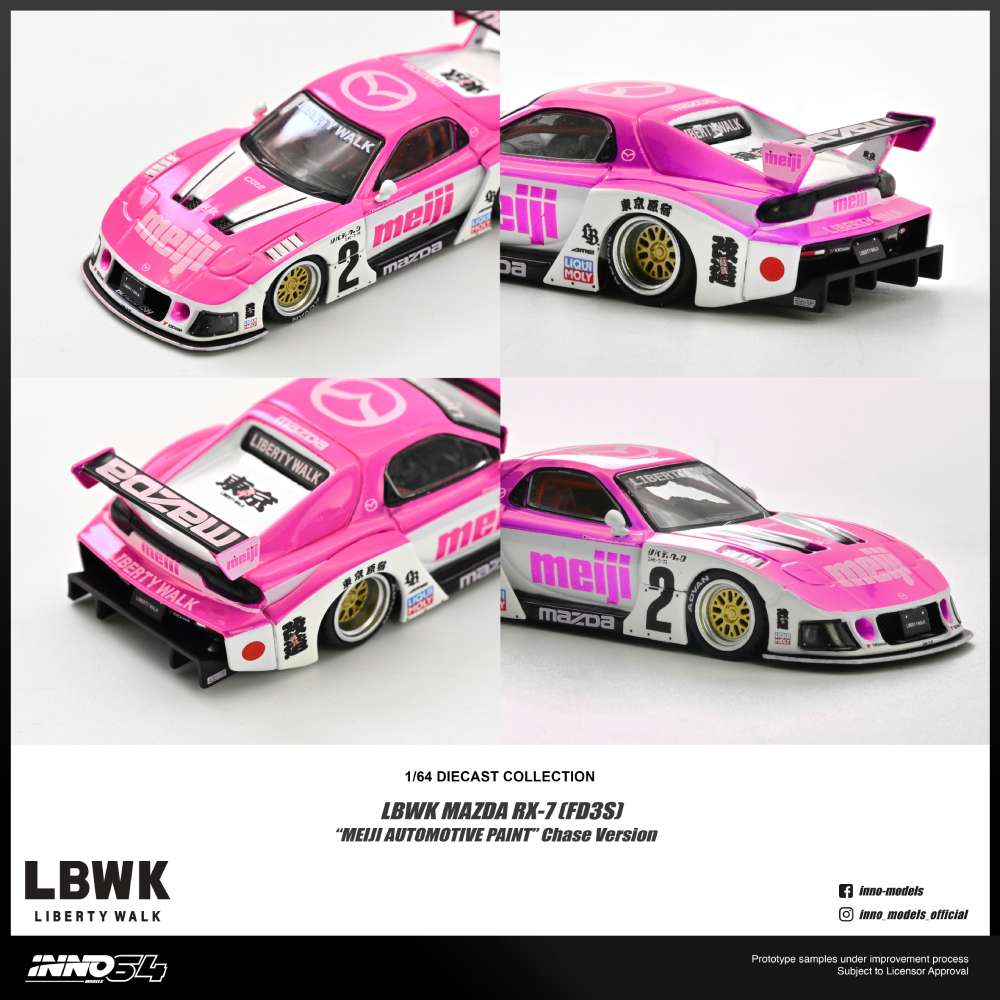 IN64-LBWKRX7-10 MAZDA RX7 (FD3S) LB-SUPER SILHOUETTE "MEIJI" Chase Car 1/6
