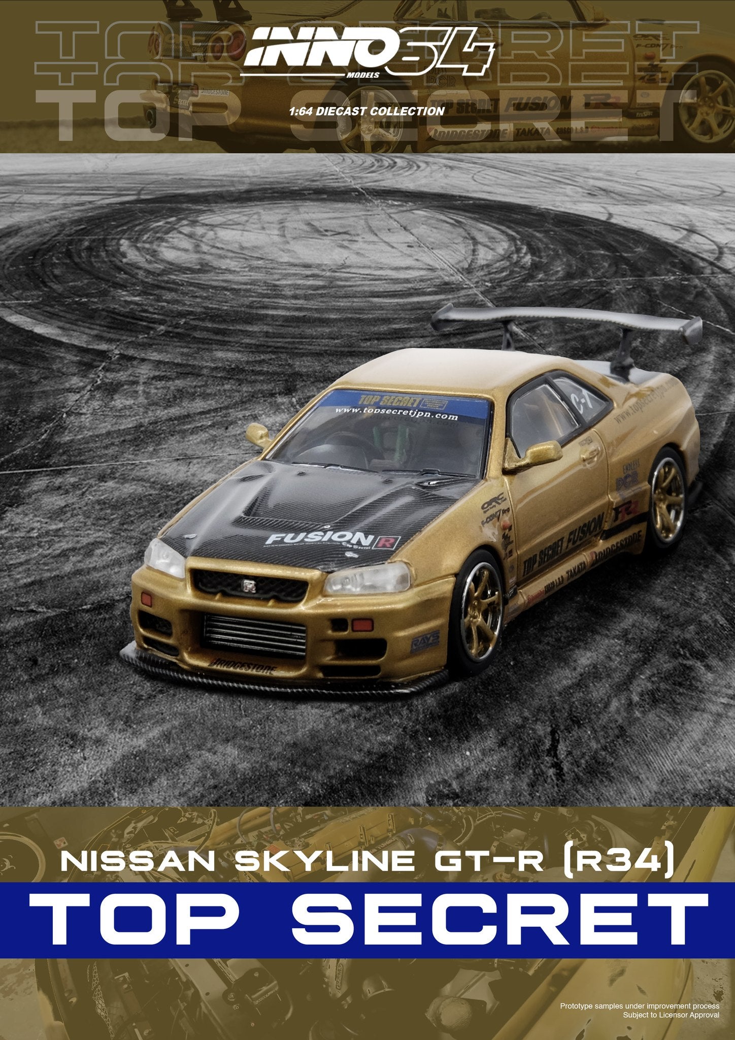 IN64-R34TS-GOLD – TOP SECRET R34 GT-R Gold – House of Cars - Singapore