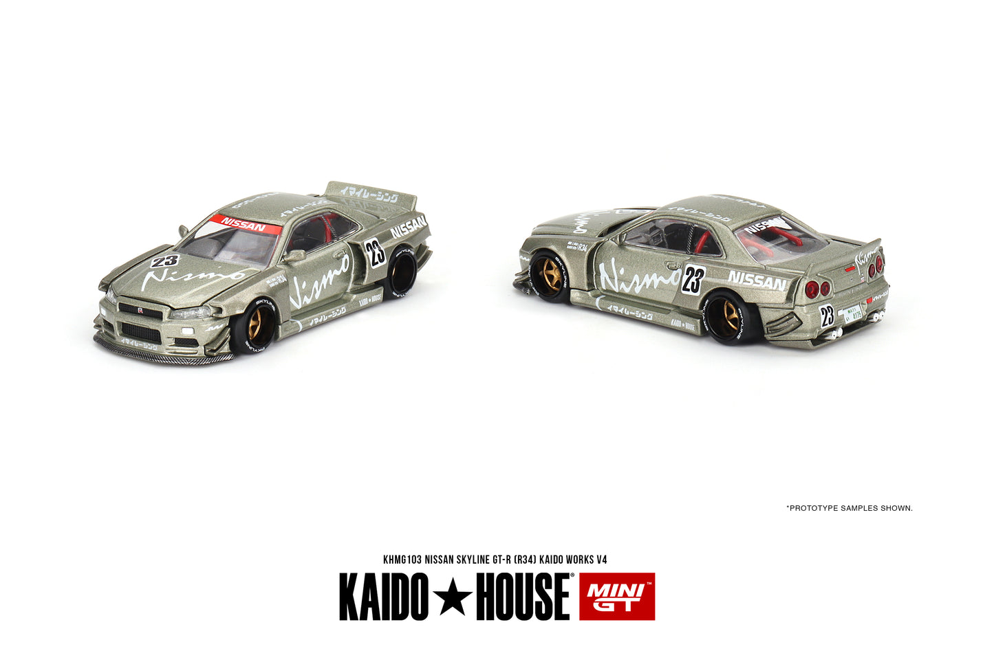 KHMG103 Green Nissan Skyline GT-R (R34) Kaido Works V4