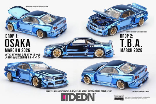 KHMG253 Nissan Skyline GT-R (R34) Greddy LTDEDN Osaka Exclusive Shiny Blue