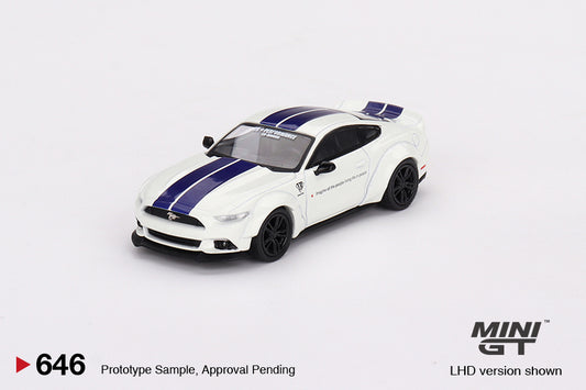 MGT00646 White Blue Stripe Ford Mustang GT LB-WORKS