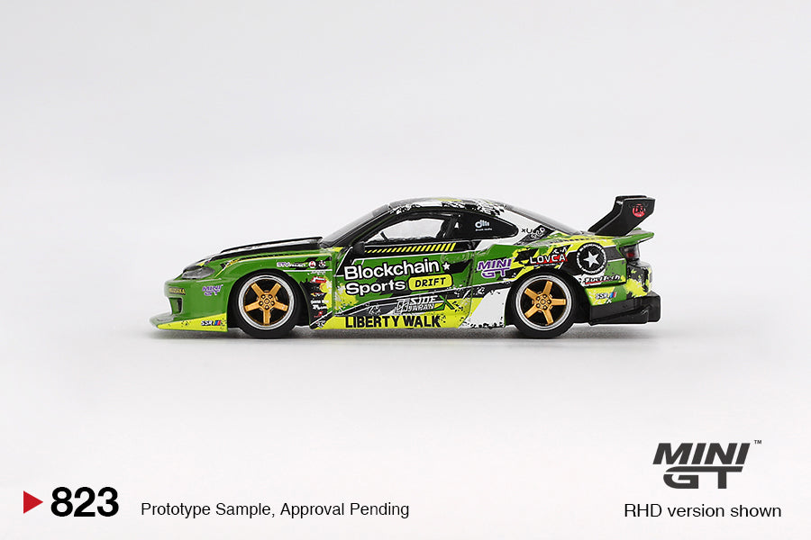 MGT00823 BL Nissan LB-Super Silhouette S15 SILVIA #555 V2  2024 Formula Drift Japan - MiniGT 1:64
