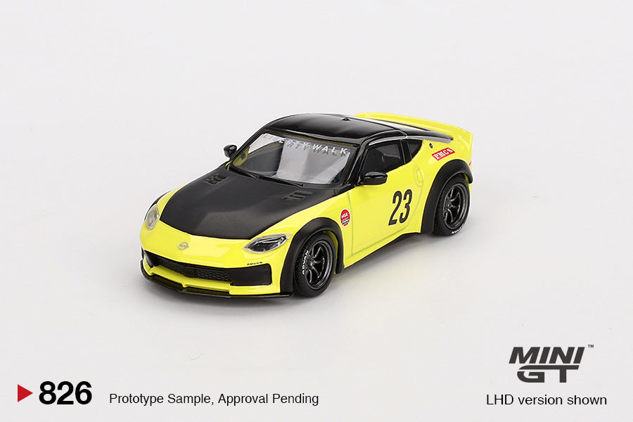 MGT00826 Nissan Z LB NATION WORKS Ikazuchi Yellow - MiniGT