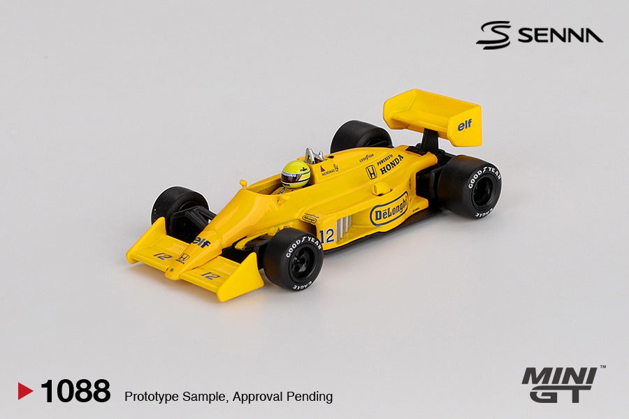 MGT01088-L Lotus 99T #12 Ayrton Senna 1987 Monaco Grand Prix Winner (Box) - MiniGT 1:64