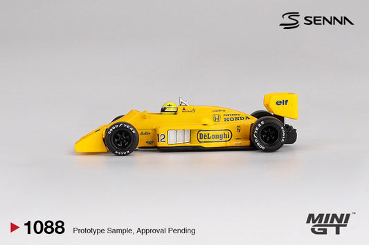 MGT01088-L Lotus 99T #12 Ayrton Senna 1987 Monaco Grand Prix Winner (Box) - MiniGT 1:64