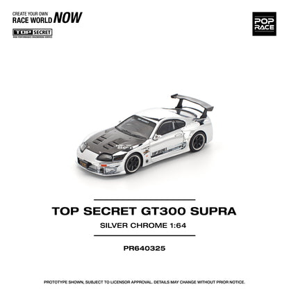 PR640325 TOP SECRET GT300 SUPRA - SILVER CHROME - Pop Race 1:64