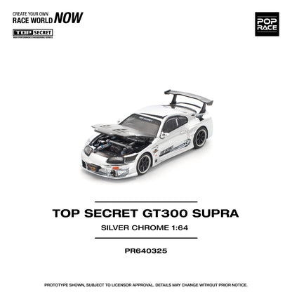 PR640325 TOP SECRET GT300 SUPRA - SILVER CHROME - Pop Race 1:64