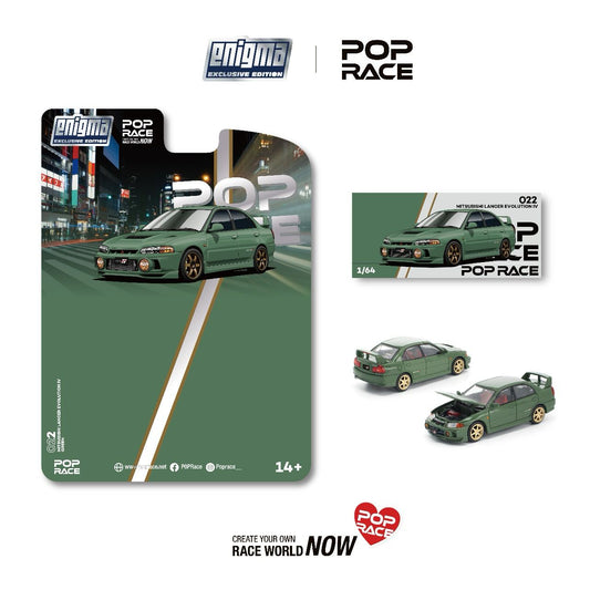 PRE022 MITSUBISHI LANCER EVOLUTION IV GREEN - Pop Race Enigma 1:64