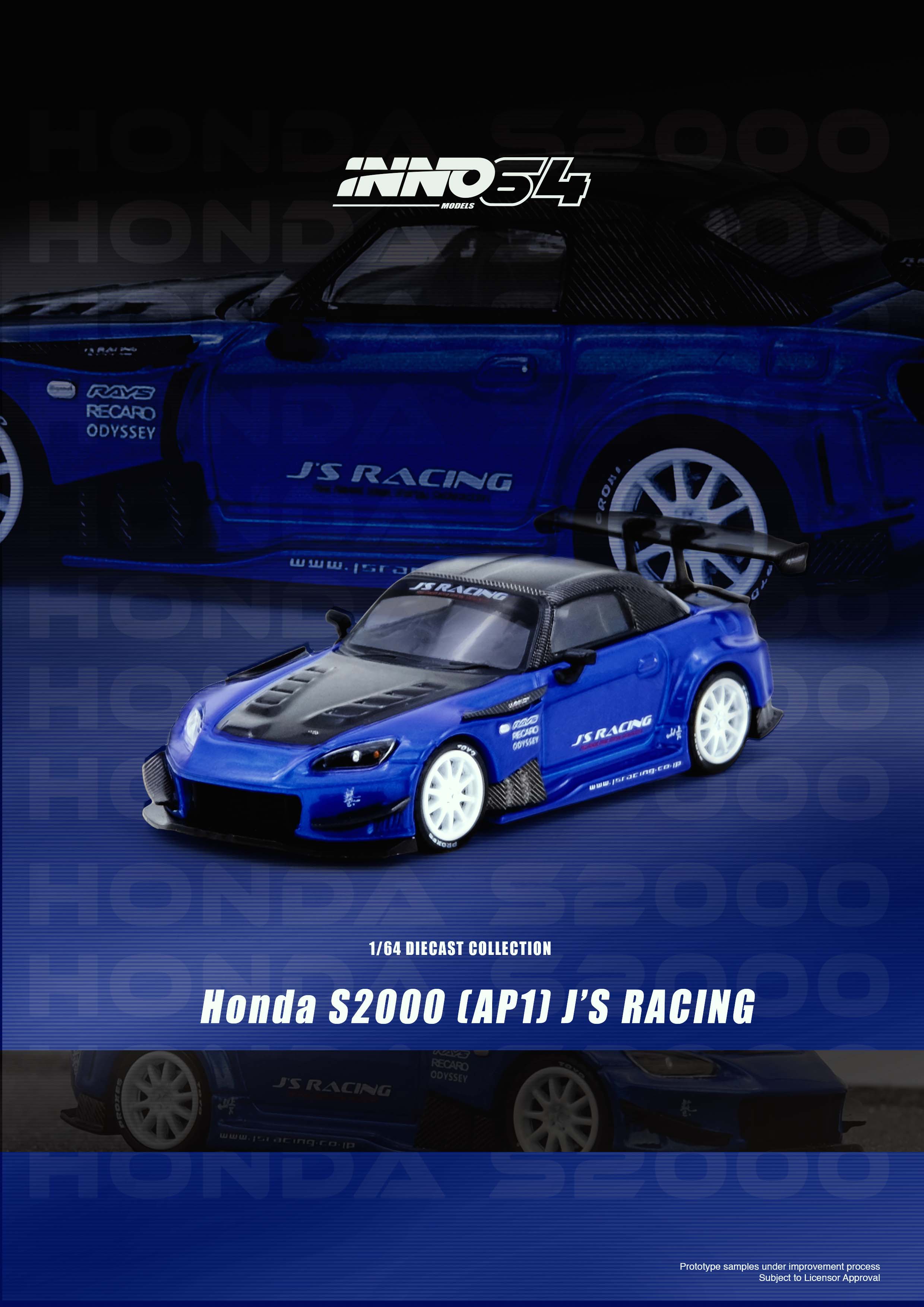 Onemodel 1/64 J’s Racing Honda S2000 ホンダ IN64-S2000JS-BLUE HONDA S2000 J'S RACING Blue – House of Cars