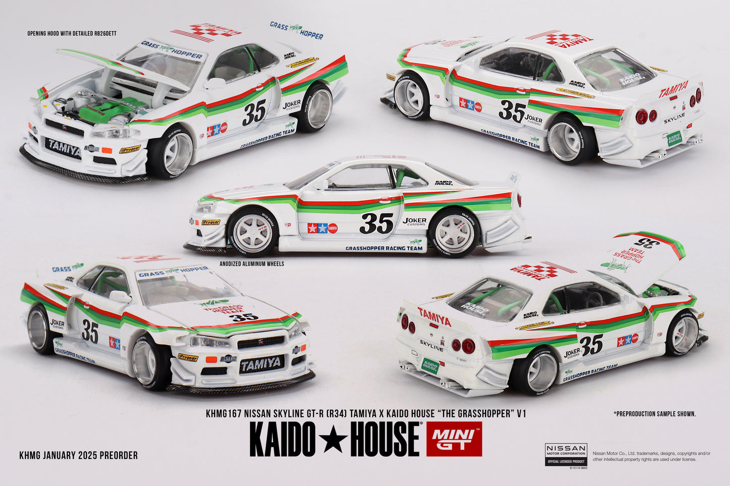 KHMG167 Nissan Skyline GT-R (R34) TAMIYA x KAIDO HOUSE "The GRASSHOPPER" V1
