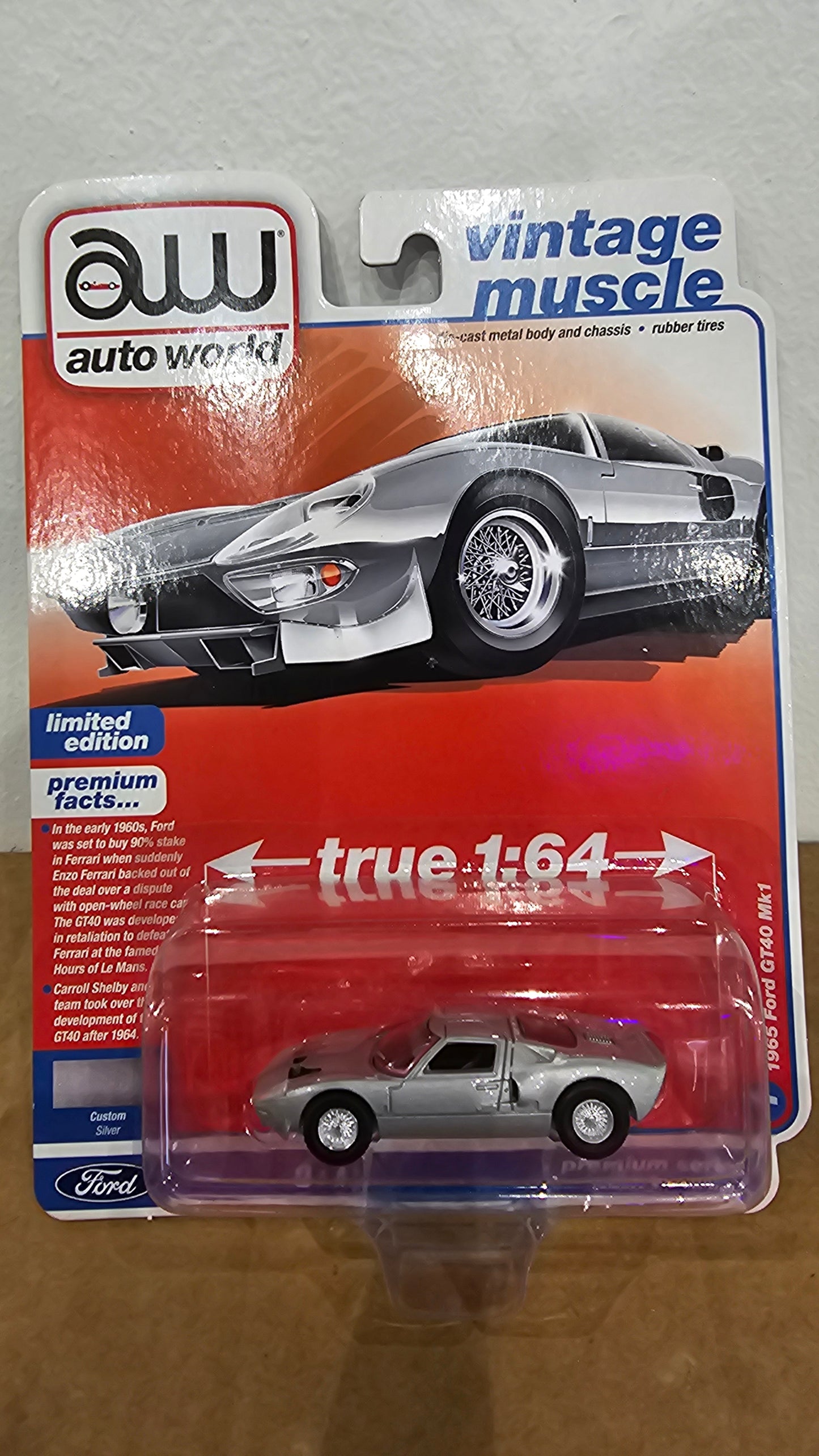 AutoWorld Silver 1965 Ford GT40 MK1 2022 R3A